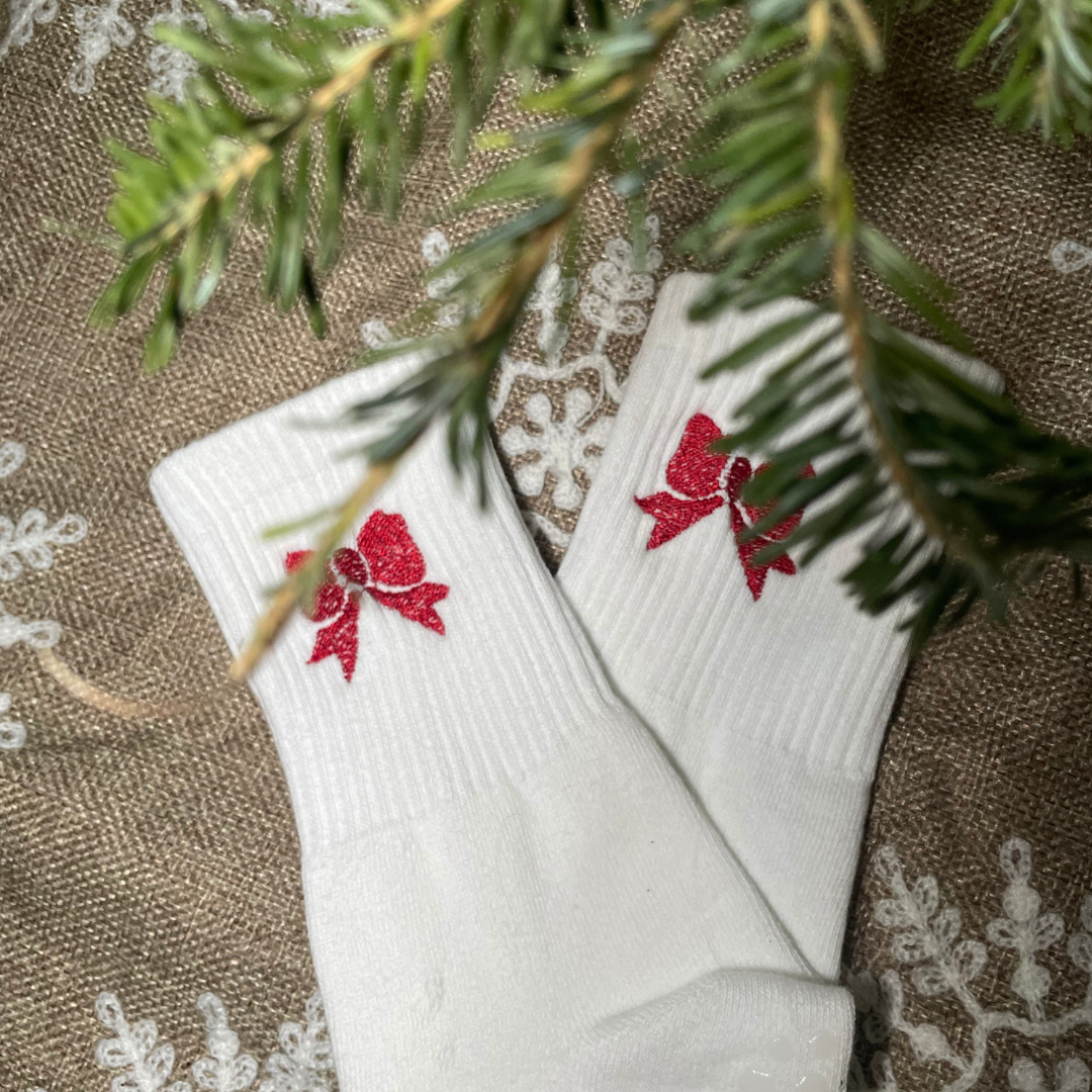 Christmas Bow Grip Socks