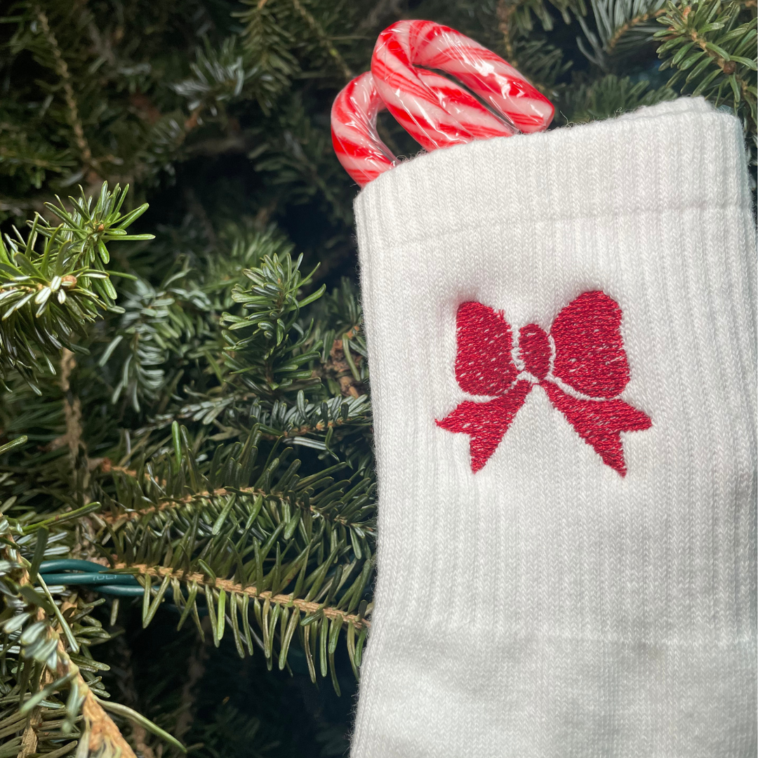 Christmas Bow Grip Socks