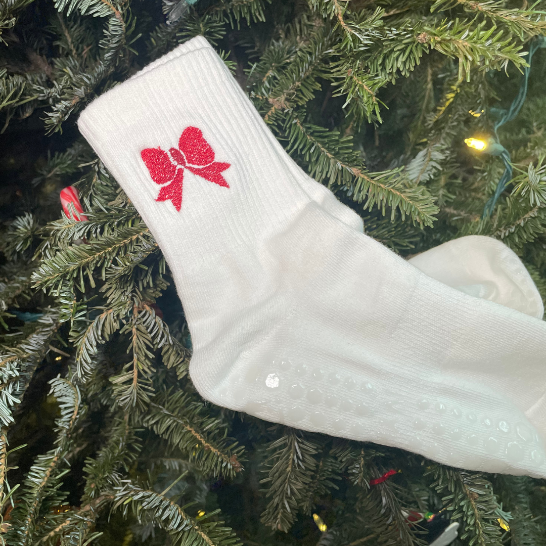 Christmas Bow Grip Socks